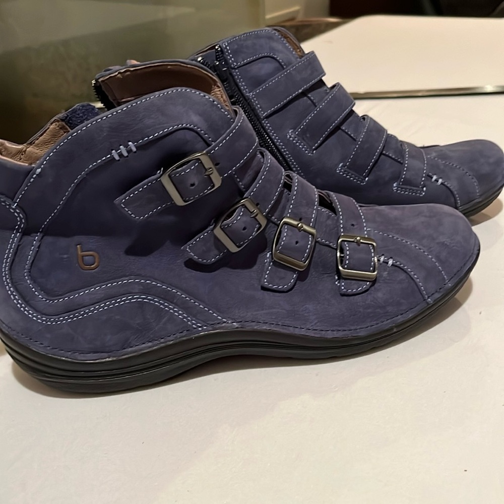 BIONICA  blue suede side zip bootie / sneaker great hiking boot NWOT